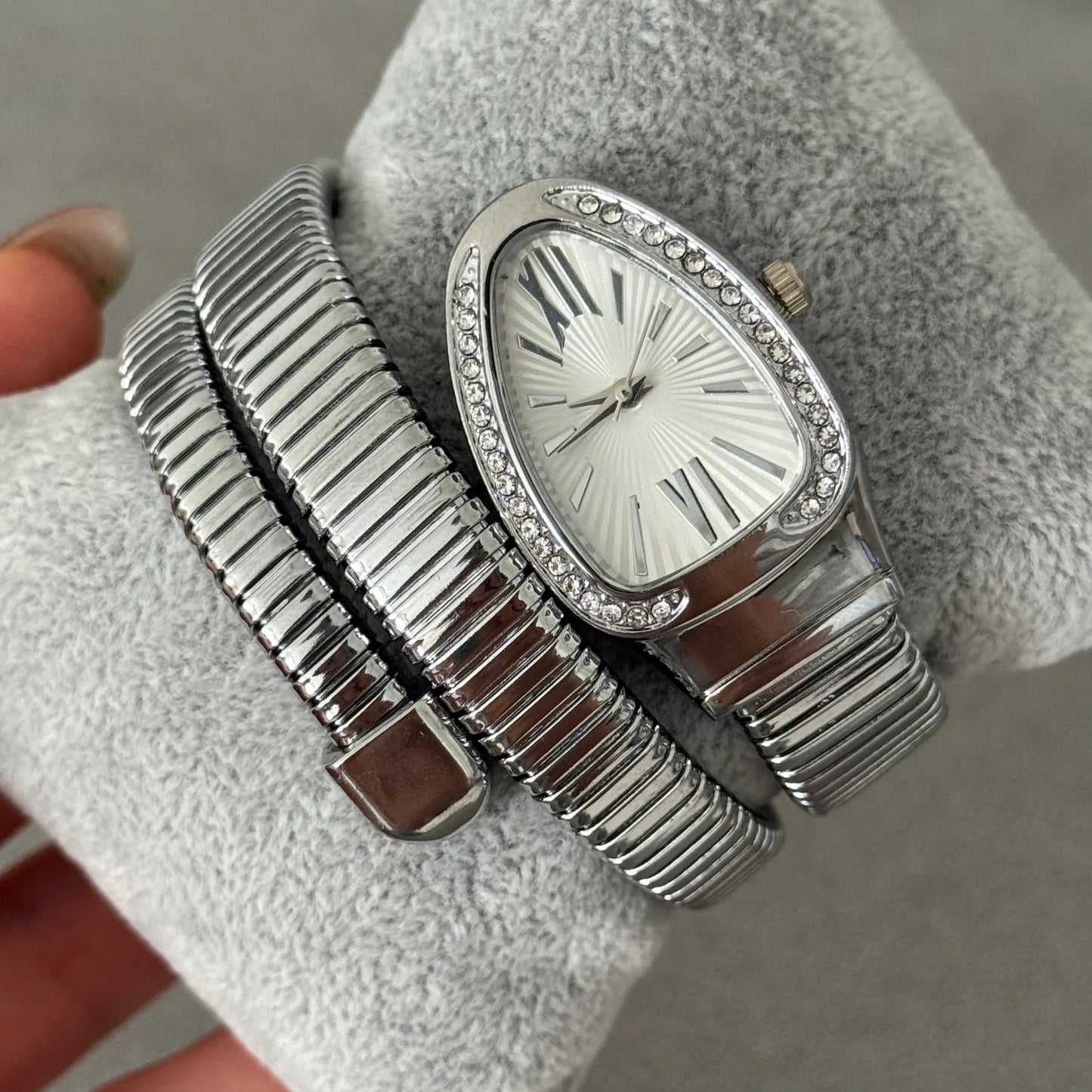 Bayan yılanlı saat Çelik gümüş