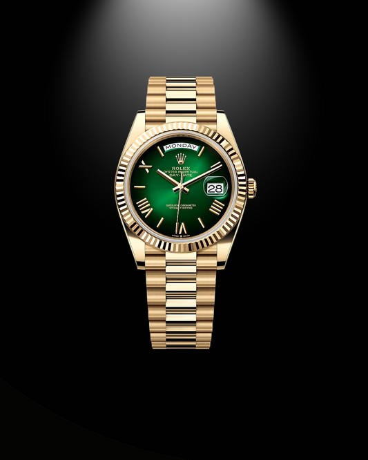 Roma rakam erkek kol saati gold içi yeşil